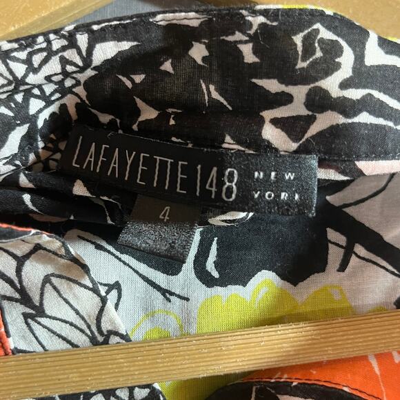 Lafayette 148 Blouse Womens Size 4 Multicolor Floral‎ 3/4 Sleeves V-Neck Casual - Picture 5 of 9